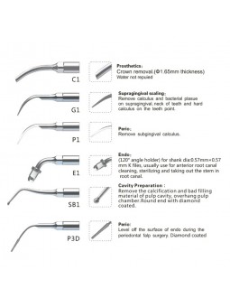 Easyinsmile EMUKS EMS Woodpecker Dental scaler Tip Scaler Multi-use Kit Silver C1 G1 P1 E1 SB1 P3D