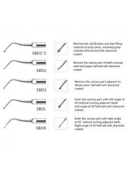 Easyinsmile SCKS SATELEC NSK Woodpecker-DTE Dental scaler Tip Scaler Cavity Preparation Kit Sliver SBD1 SBD2 SBD3 SBDL SBDR