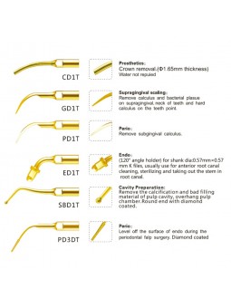 Easyinsmile SMUKS SATELEC NSK Woodpecker-DTE Dental scaler Tip Scaler Multi-use Kit  Gold CD1T GD1T PD1T ED1T SBD1T PD3DT