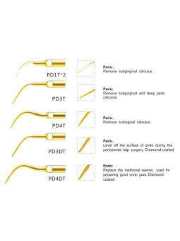 Easyinsmile SPKG SATELEC NSK Woodpecker-DTE Dental scaler Tip Scaler Perio Kit Gold PD1T PD3T PD4T PD3DT PD4DT