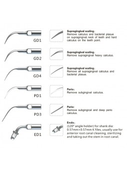 Easyinsmile SSKS SATELEC NSK Woodpecker-DTE Dental scaler Tip Scaler Standard Kit Sliver GD1 GD2 GD4 PD1 PD3 ED1